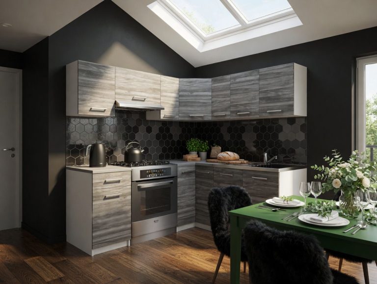Kuchyňská linka Belini 360 cm šedý antracit Glamour Wood s pracovní deskou Lidiauniqa3 Výrobce TOR LIDIAUNIQA3/4/WT/GW1/0/E