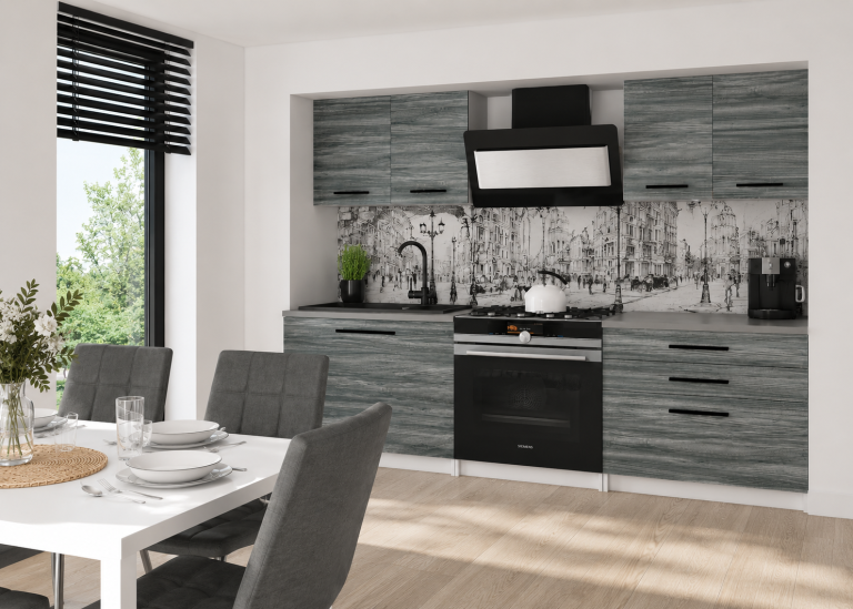 Kuchyňská linka Belini 120 cm šedý antracit Glamour Wood s pracovní deskou Tiesto2 Výrobce