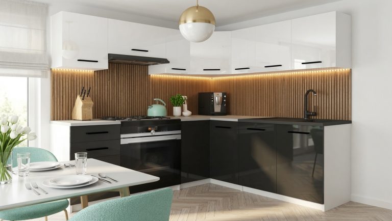 Kuchyňská linka Belini 360 cm bílý lesk / černý lesk s pracovní deskou Lidiauniqa2 Výrobce INF LIDIAUNIQA2/4/WT/WB/0/B1