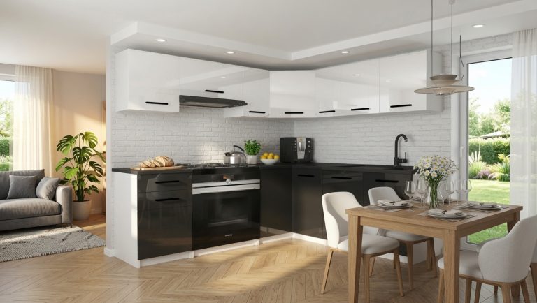 Kuchyňská linka Belini 360 cm bílý lesk / černý lesk s pracovní deskou Lidiauniqa2 Výrobce INF LIDIAUNIQA2/4/WT/WB/0/B1