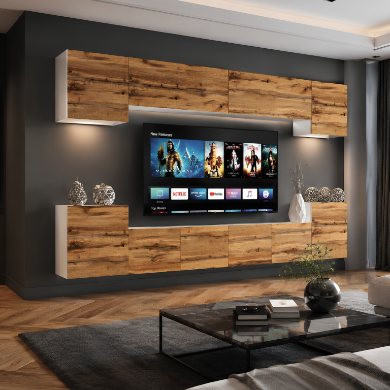 Obývací stěna 300 cm TV/RTV dub wotan Výprodej MIAMI 4/5/W/DW/0/0