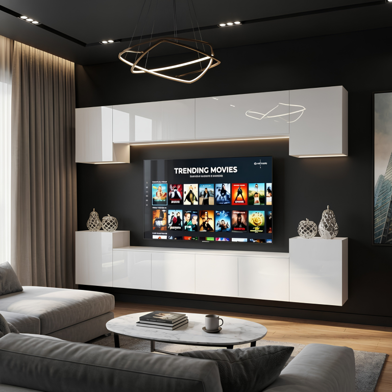 Obývací stěna 300 cm TV/RTV bílá lesk Výprodej CHICAGO 4/5/W/W/0/0