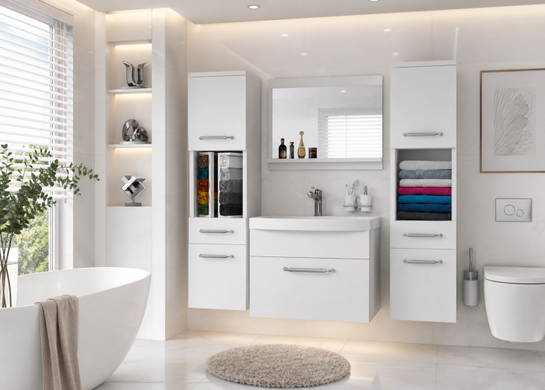 Koupelnový nábytek skříňky s umyvadlem a zrcadlem bílá matná Výrobce ROD PRIMO M 6/0/W/W/0/ZINC