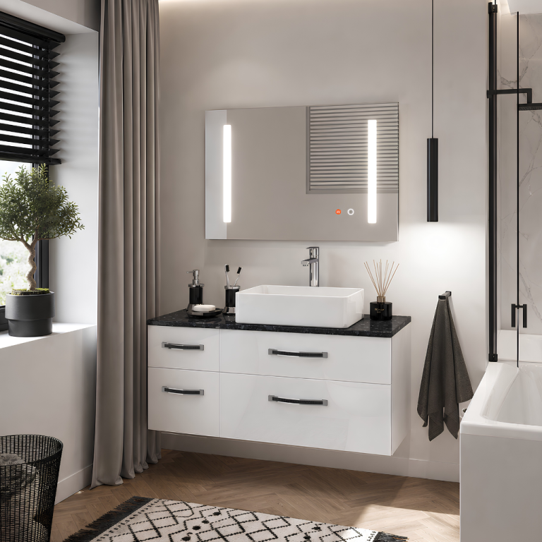 Koupelnový nábytek Belini Premium Full Version bílý lesk Euphoria Výrobce EUP P 90L/0/W/W/0/BK/MB 