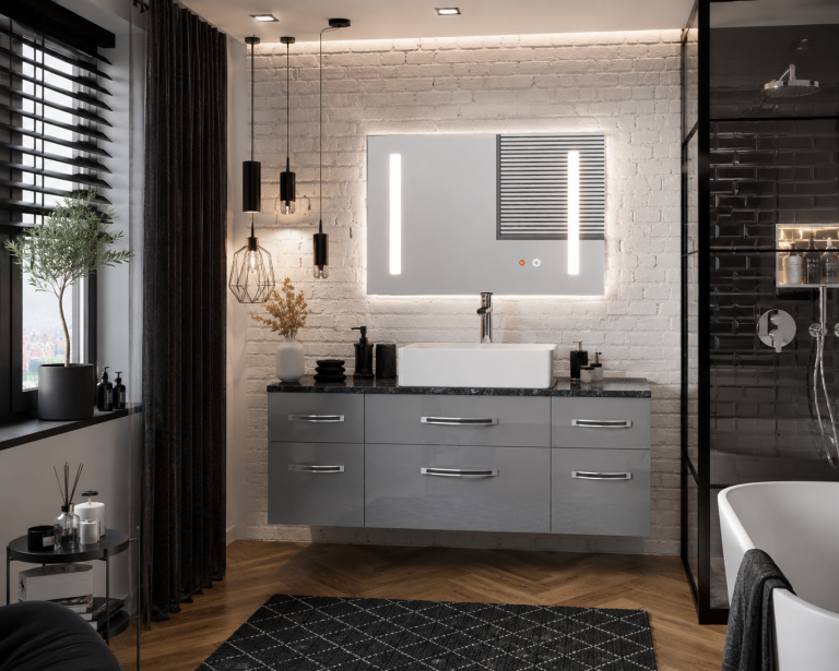 Koupelnový nábytek Belini Premium Full Version šedý lesk Euphoria Výrobce EUP P 120/0/W/S/0/BK/MB 