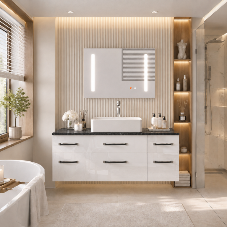 Koupelnový nábytek Belini Premium Full Version bílý lesk Euphoria Výrobce EUP P 120/0/W/W/0/BK/MB 