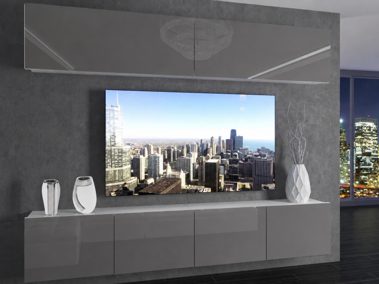 Obývací stěna 200 cm TV/RTV šedý lesk Výrobce IMP 6/5/W/S/0/0