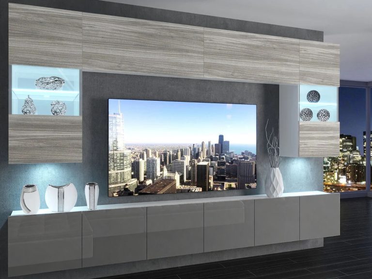 Obývací stěna 300 cm TV/RTV šedý antracit grafitový lesk Výrobce IMP 1/5/W/GW1S/0/0