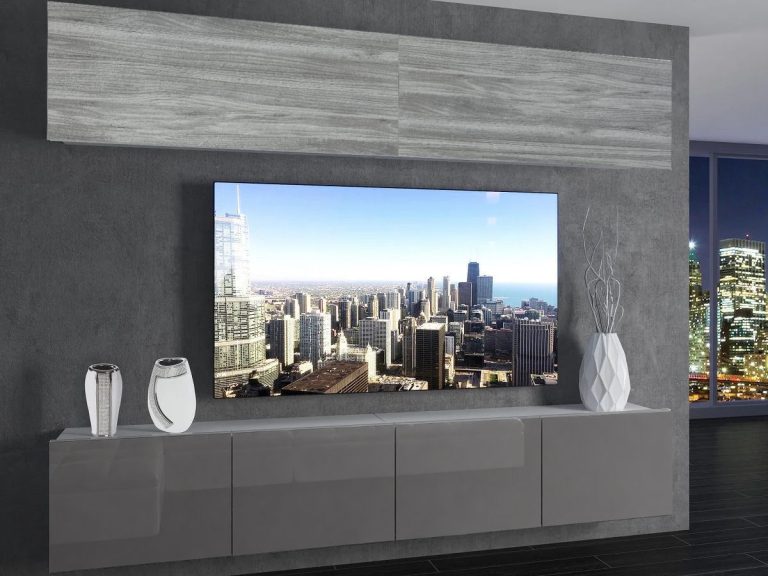 Obývací stěna 200 cm TV/RTV šedá antracit grafitový lesk Výrobce IMP 6/5/W/GW1S/0/0