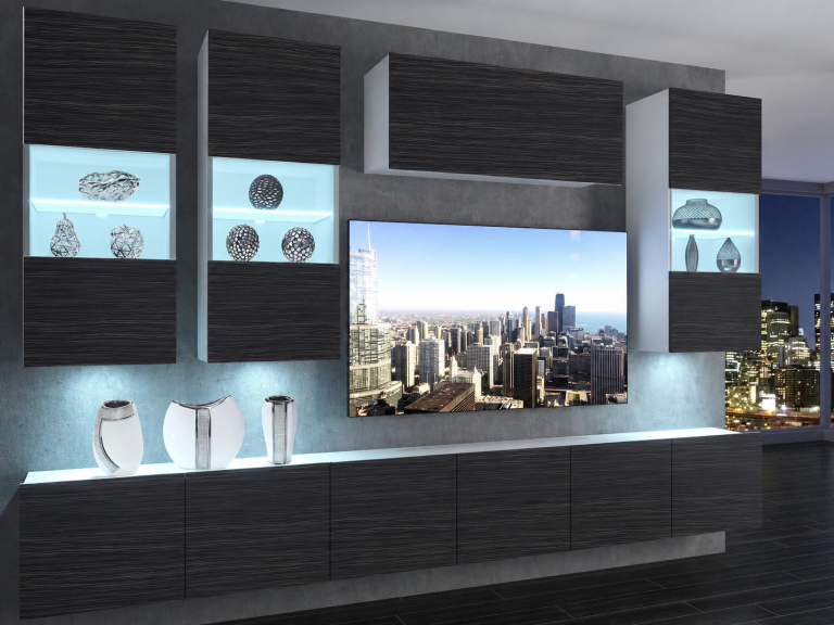 Obývací stěna 300 cm TV/RTV černá eben Výrobce IMP 5/5/W/HK/0/0