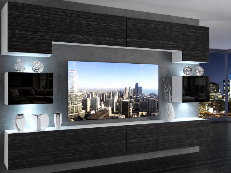 Obývací stěna 300 cm TV/RTV černá eben Výrobce IMP 3/5/W/HKBHK/0/0