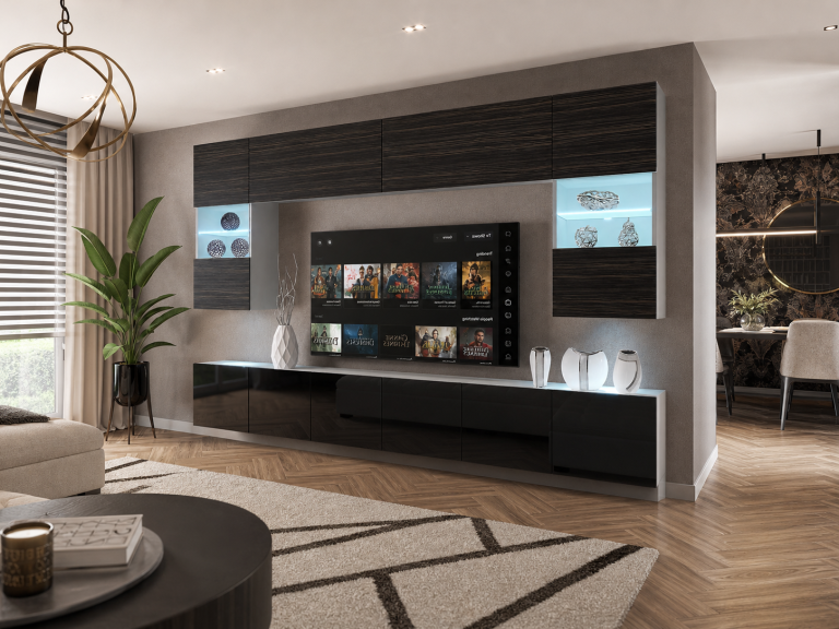Obývací stěna 300 cm TV/RTV černá eben Výrobce IMP 1/5/W/HKB/0/0