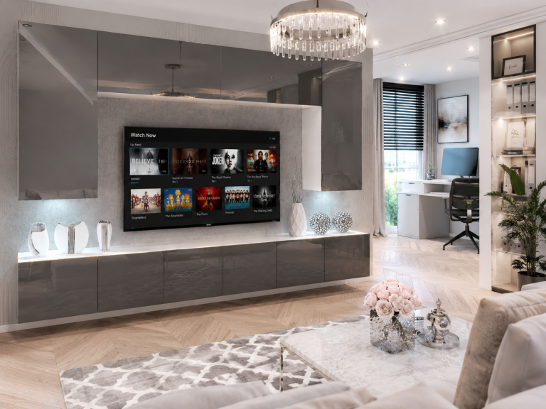 Obývací stěna 300 cm TV/RTV šedý lesk Výrobce IMP 2/5/W/S/0/0