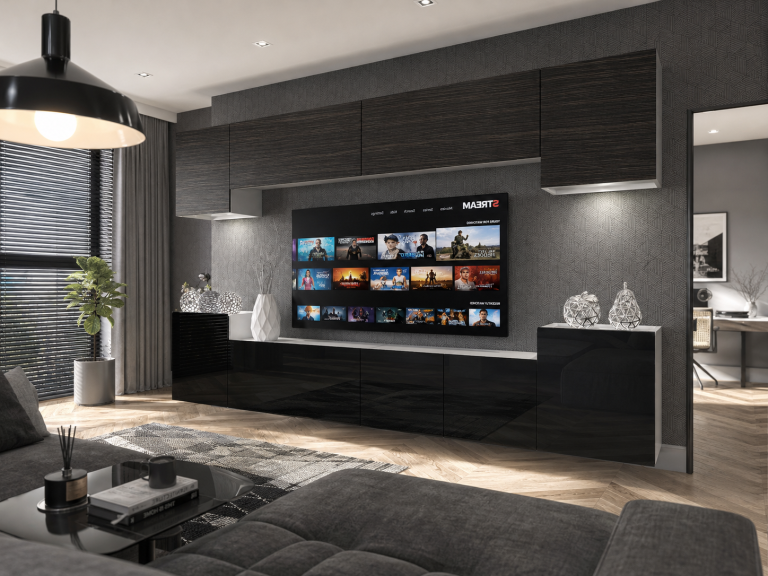 Obývací stěna 300 cm TV/RTV černá eben Výrobce IMP 4/5/W/HKB/0/0