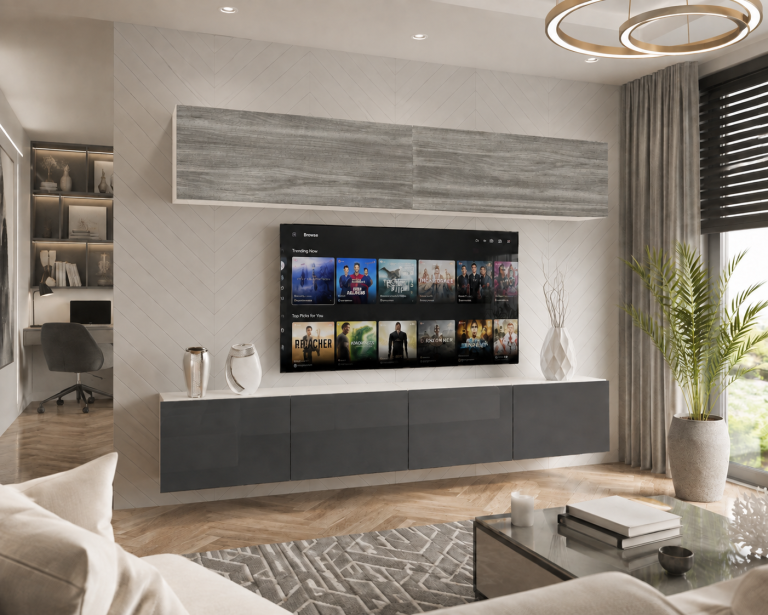 Obývací stěna 200 cm TV/RTV šedá antracit grafitový lesk Výrobce IMP 6/5/W/GW1S/0/0