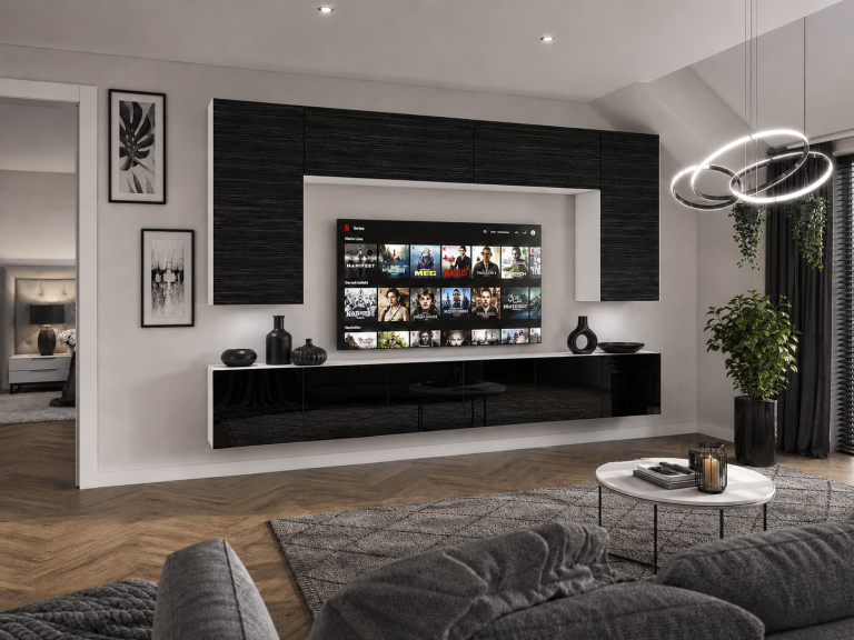 Obývací stěna 300 cm TV/RTV černá eben Výrobce IMP 2/5/W/HKB/0/0
