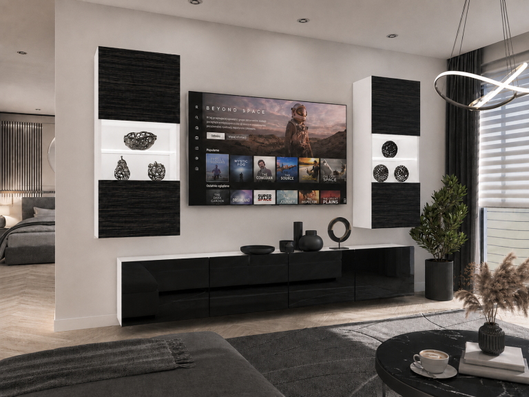 Obývací stěna 200 cm TV/RTV černá eben Výrobce IMP 7/5/W/HKB/0/0