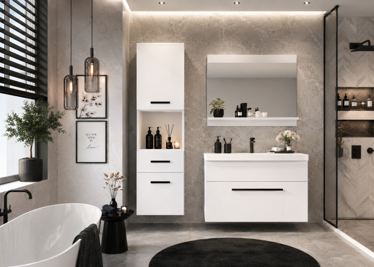 Koupelnový nábytek Belini bílý mat + umyvadlo + zrcadlo Výrobce ROD M 3/0/W/W/0/ZW