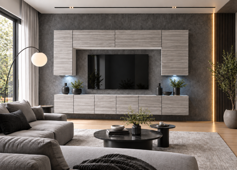 Obývací stěna 300 cm TV šedá antracit grafit Výrobce IMP PRIMO 2/5/W/GW1/0/0