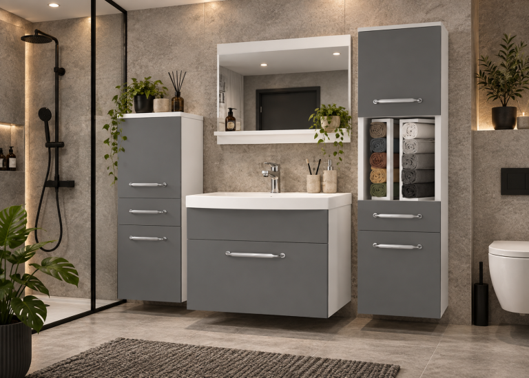 Koupelnový nábytek skříňky s umyvadlem a zrcadlem šedá antracit grafit Výrobce ROD PRIMO M 5/0/W/SR/0/ZINC