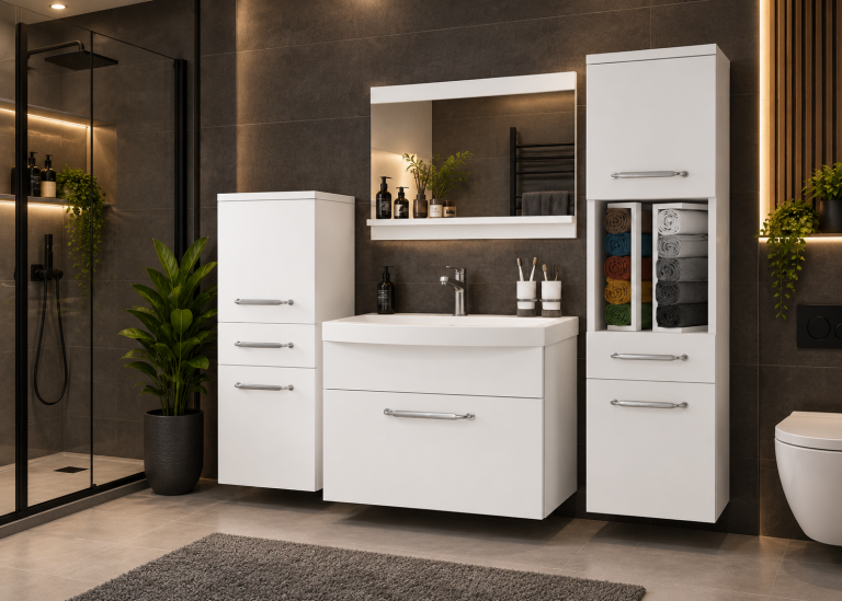 Koupelnový nábytek skříňky s umyvadlem a zrcadlem bílá matná Výrobce ROD PRIMO M 5/0/W/W/0/ZINC