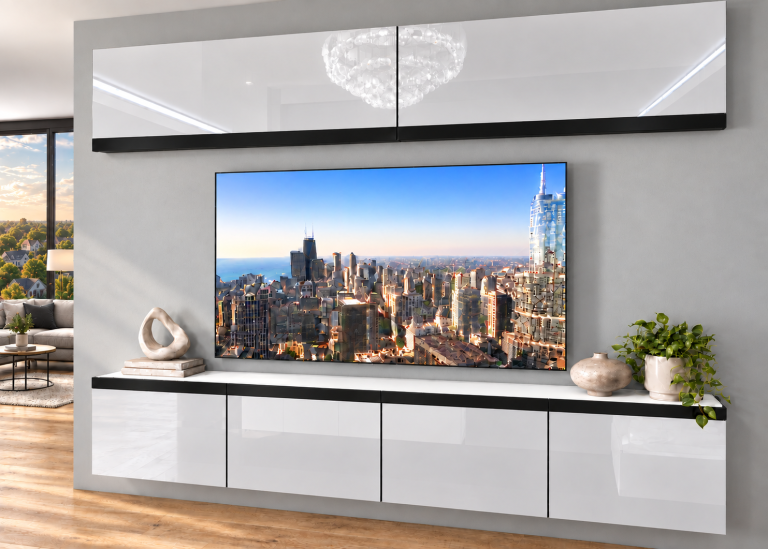 Obývací stěna Prestige 200 cm TV/RTV bílá lesk Výrobce IMP P Brando 6/5/W/W/0/0/CM