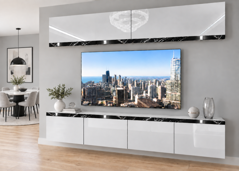 Obývací stěna Prestige 200 cm TV/RTV bílá lesk Výrobce IMP P Brando 6/5/W/W/0/0/CS