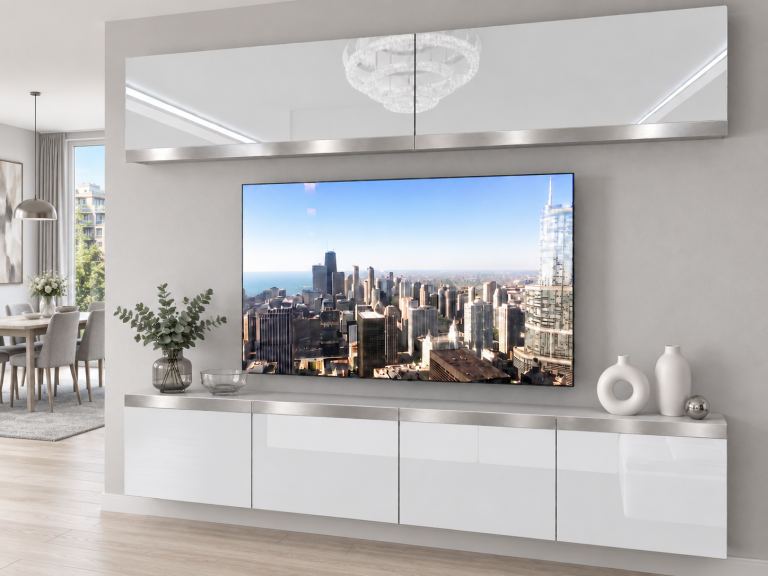 Obývací stěna Prestige 200 cm TV/RTV bílá lesk Výrobce IMP P Brando 6/5/W/W/0/0/SL