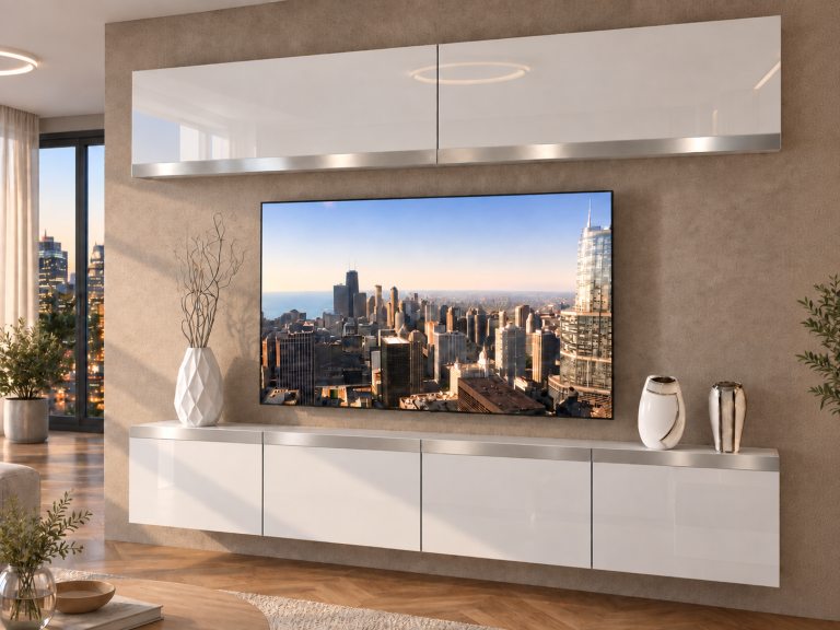 Obývací stěna Prestige 200 cm TV/RTV bílá lesk Výrobce IMP P Brando 6/5/W/W/0/0/SL