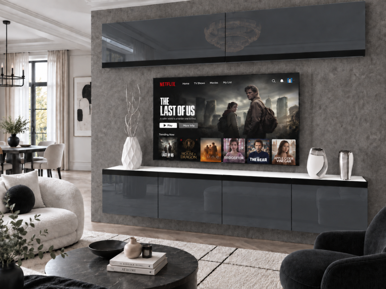 Obývací stěna Prestige 200 cm TV/RTV šedá lesk Výrobce IMP P Brando 6/5/W/S/0/0/CM