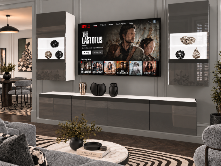 Obývací stěna Prestige 200 cm TV/RTV šedá lesk Výrobce IMP P Keanu 7/5/W/S/0/0/CM
