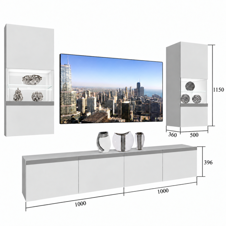 Obývací stěna Prestige 200 cm TV/RTV šedá lesk Výrobce IMP P Keanu 7/5/W/S/0/0/CM