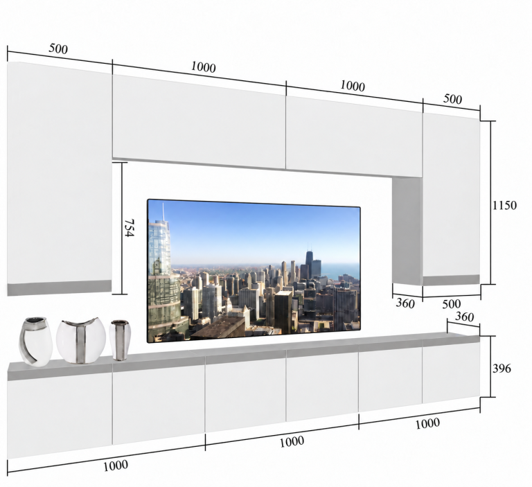 Obývací stěna Prestige 300 cm TV/RTV šedá lesk Výrobce IMP P Monroe 2/5/W/S/0/0/CM