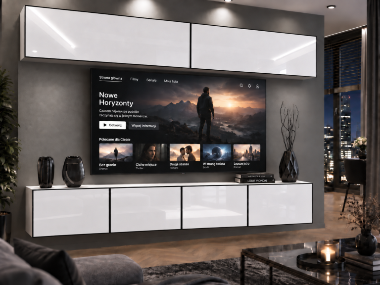 Obývací stěna Linea 200 cm TV/RTV bílá lesk Výrobce IMP L Brando 6/5/W/W/0/0