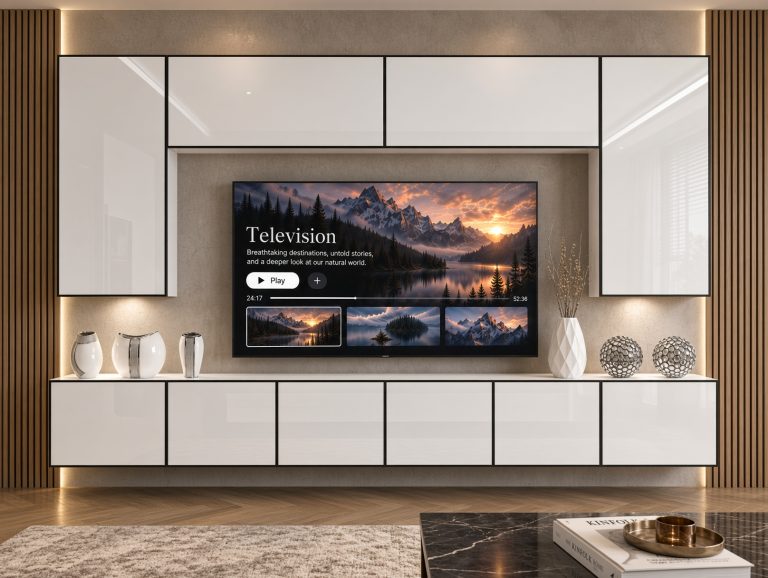 Obývací stěna Linea 300 cm TV/RTV bílá lesk Výrobce IMP L Monroe 2/5/W/W/0/0