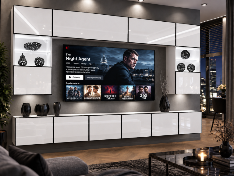 Obývací stěna Linea 300 cm TV/RTV bílá lesk Výrobce IMP L Nolan 1/5/W/W/0/0