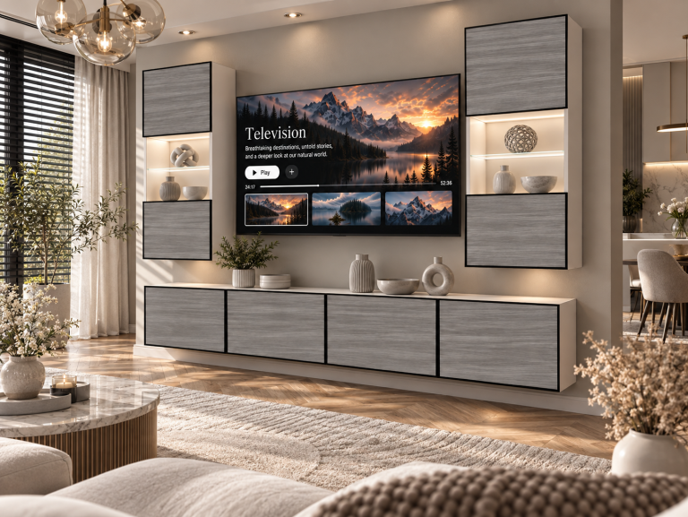 Obývací stěna Linea 200 cm TV/RTV šedá antracit grafitová Výrobce IMP L Keanu 7/5/W/GW1/0/0