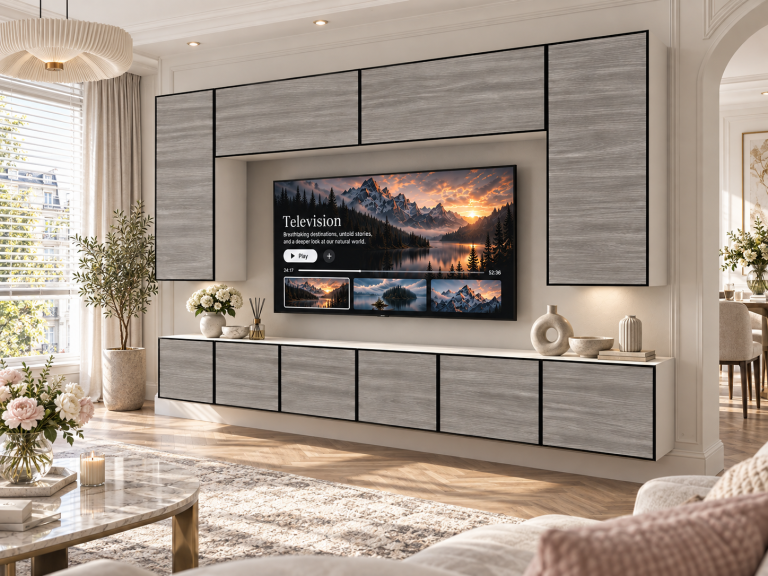 Obývací stěna Linea 300 cm TV/RTV šedý antracit grafitový Výrobce IMP L Monroe 2/5/W/GW1/0/0