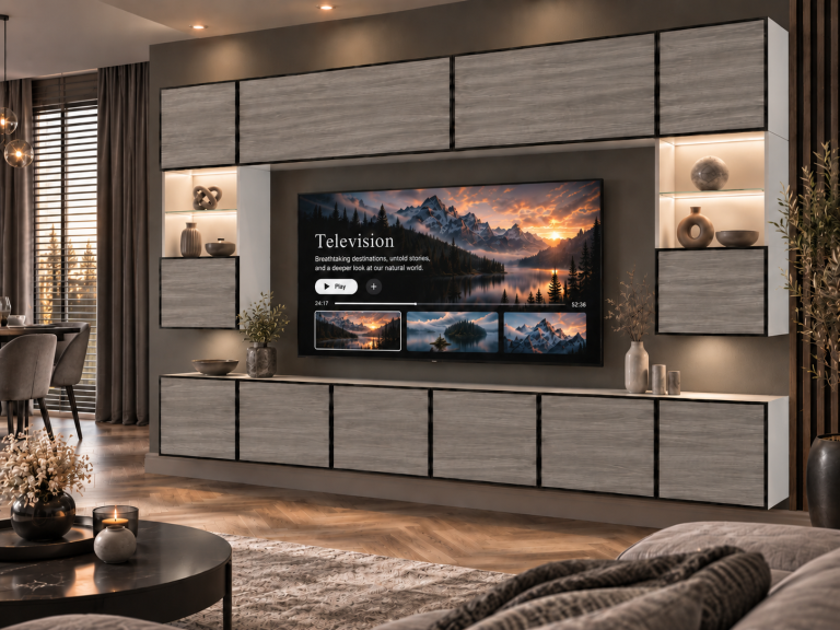 Obývací stěna Linea 300 cm TV/RTV šedý antracit grafitový Výrobce IMP L Nolan 1/5/W/GW1/0/0
