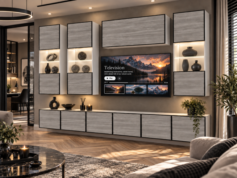 Obývací stěna Linea 300 cm TV/RTV šedý antracit grafitový Výrobce IMP L Pacino 5/5/W/GW1/0/0