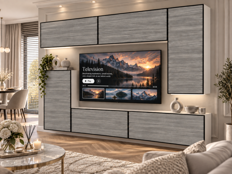 Obývací stěna Linea 250 cm TV/RTV šedá antracit grafitová Výrobce IMP L Woody 8/5/W/GW1/0/0