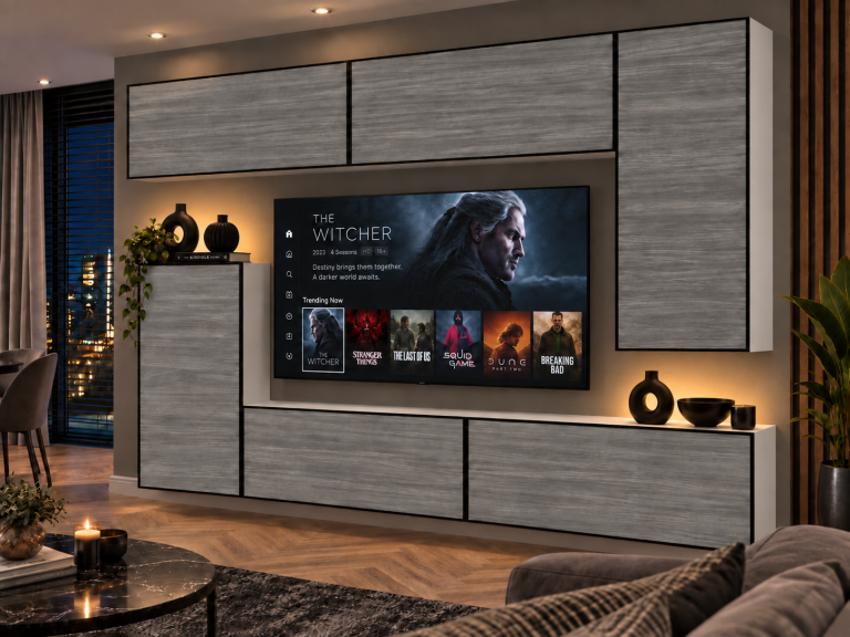 Obývací stěna Linea 250 cm TV/RTV šedá antracit grafitová Výrobce IMP L Woody 8/5/W/GW1/0/0