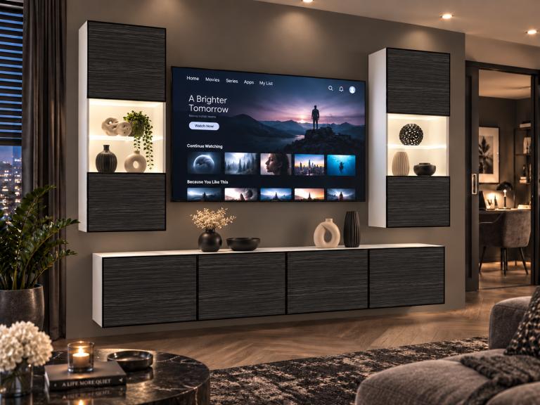 Obývací stěna Linea 200 cm TV/RTV černá eben Výrobce IMP L Keanu 7/5/W/HK/0/0
