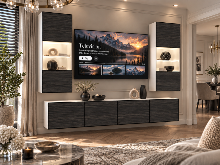 Obývací stěna Linea 200 cm TV/RTV černá eben Výrobce IMP L Keanu 7/5/W/HK/0/0