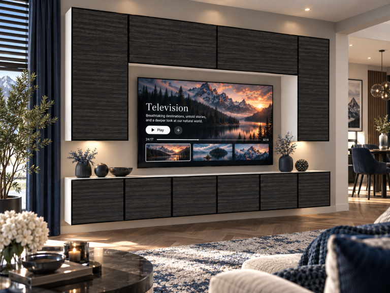 Obývací stěna Linea 300 cm TV/RTV černá eben Výrobce IMP L Monroe 2/5/W/HK/0/0