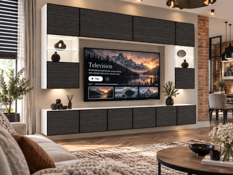 Obývací stěna Linea 300 cm TV/RTV černá eben Výrobce IMP L Nolan 1/5/W/HK/0/0