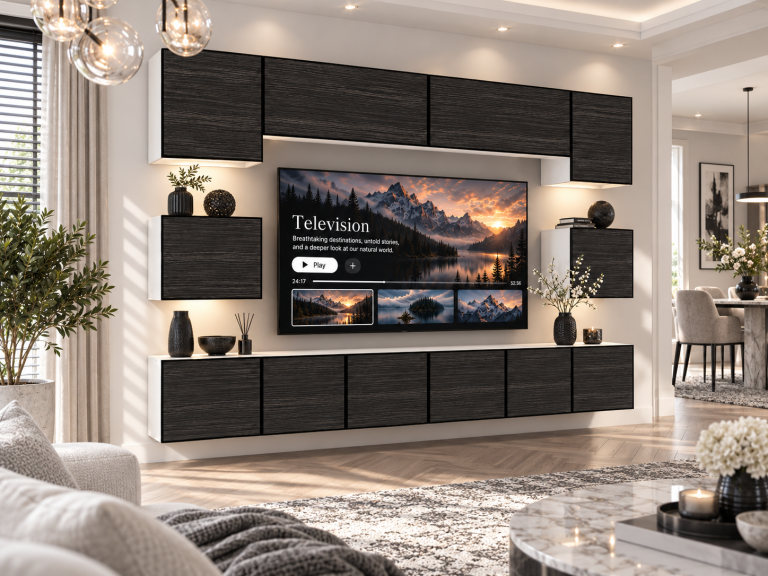 Obývací stěna Linea 300 cm TV/RTV černá eben Výrobce IMP L Tarantino 3/5/W/HK/0/0