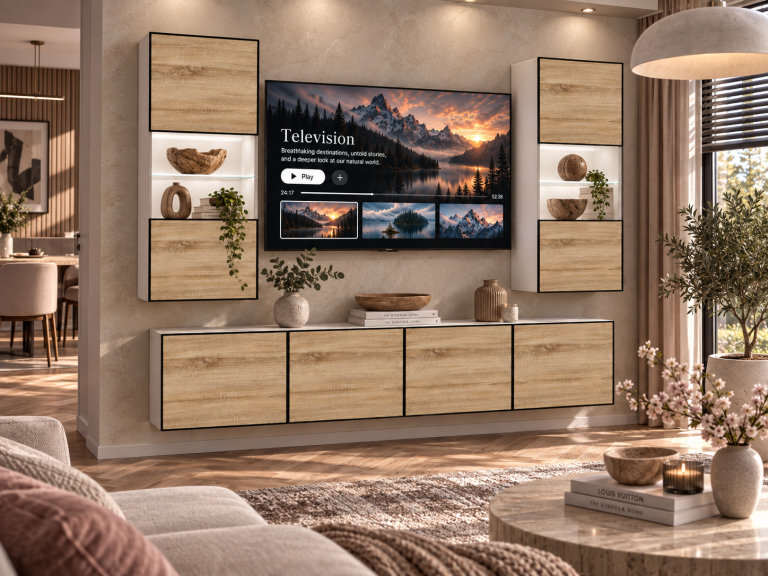 Obývací stěna Linea 200 cm TV/RTV dubová dub wotan dub sonoma Výrobce IMP L Keanu 7/5/W/DS/0/0