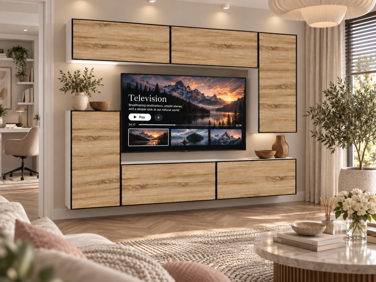 Obývací stěna Linea 250 cm TV/RTV dubová dub wotan dub sonoma Výrobce IMP L Woody 8/5/W/DS/0/0