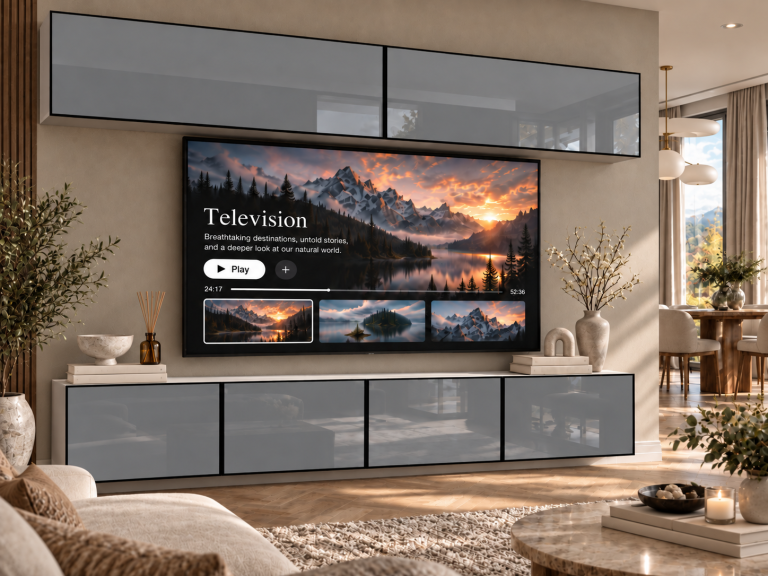 Obývací stěna Linea 200 cm TV/RTV šedá lesk Výrobce IMP L Brando 6/5/W/S/0/0